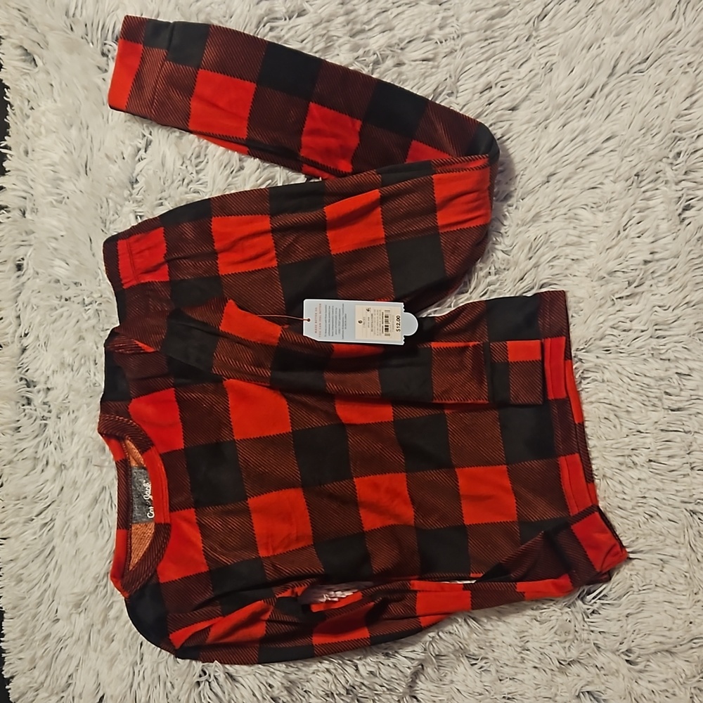 MINKY FLEECE RED BUFFALO PAJAMA SET SIZE 6 NWT